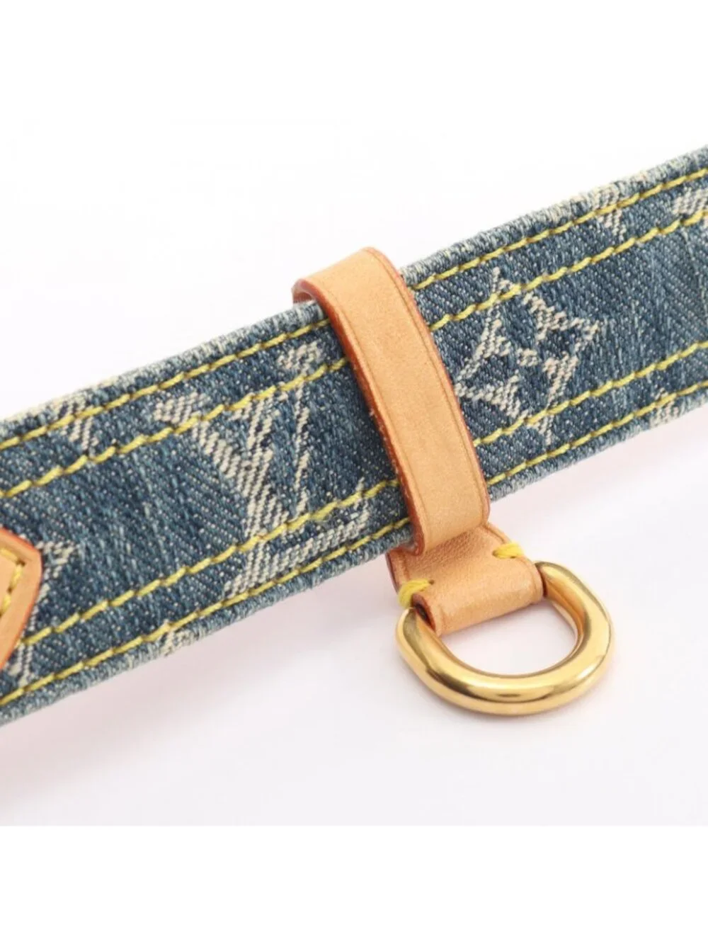 Louis Vuitton Belt Ceinture Monogram Denim Gold